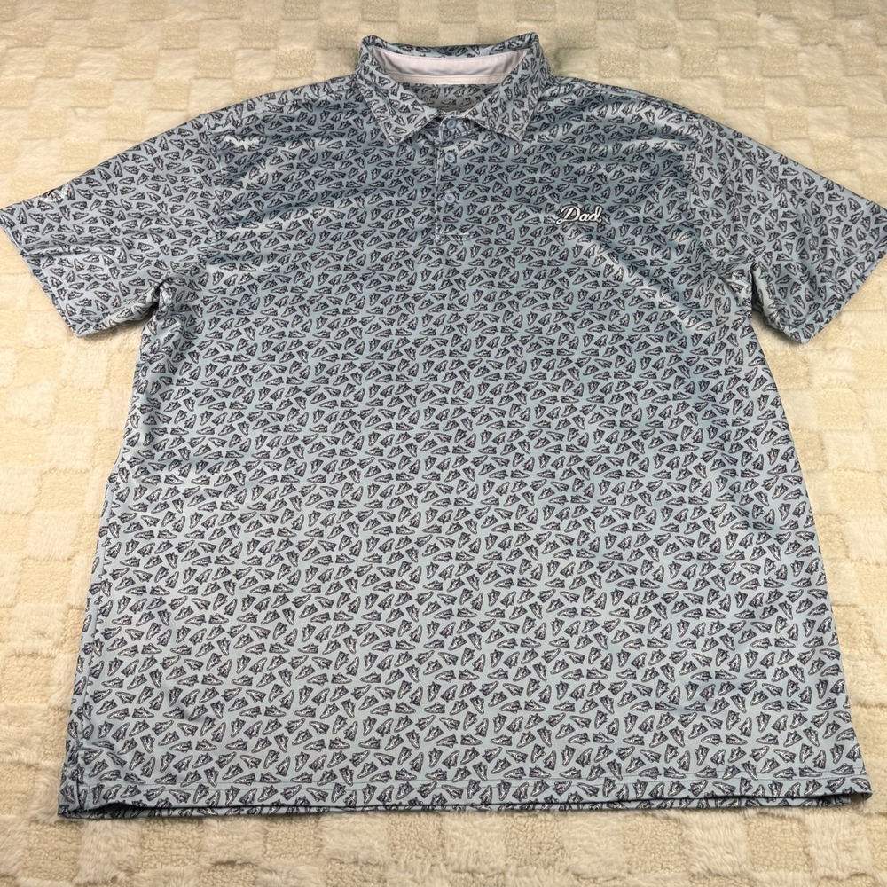 Barstool Sports Dad‎ Golf Polo Shirt Short Sleeve AOP Sneaker Blue Size 2XL